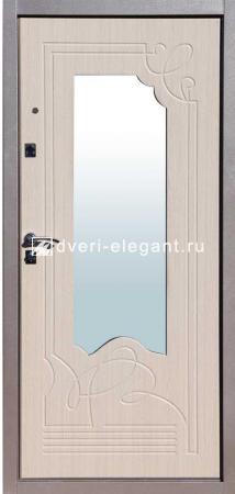 Входная  металлическая дверь Ампир беленый дуб с зеркалом купить в Тольятти
